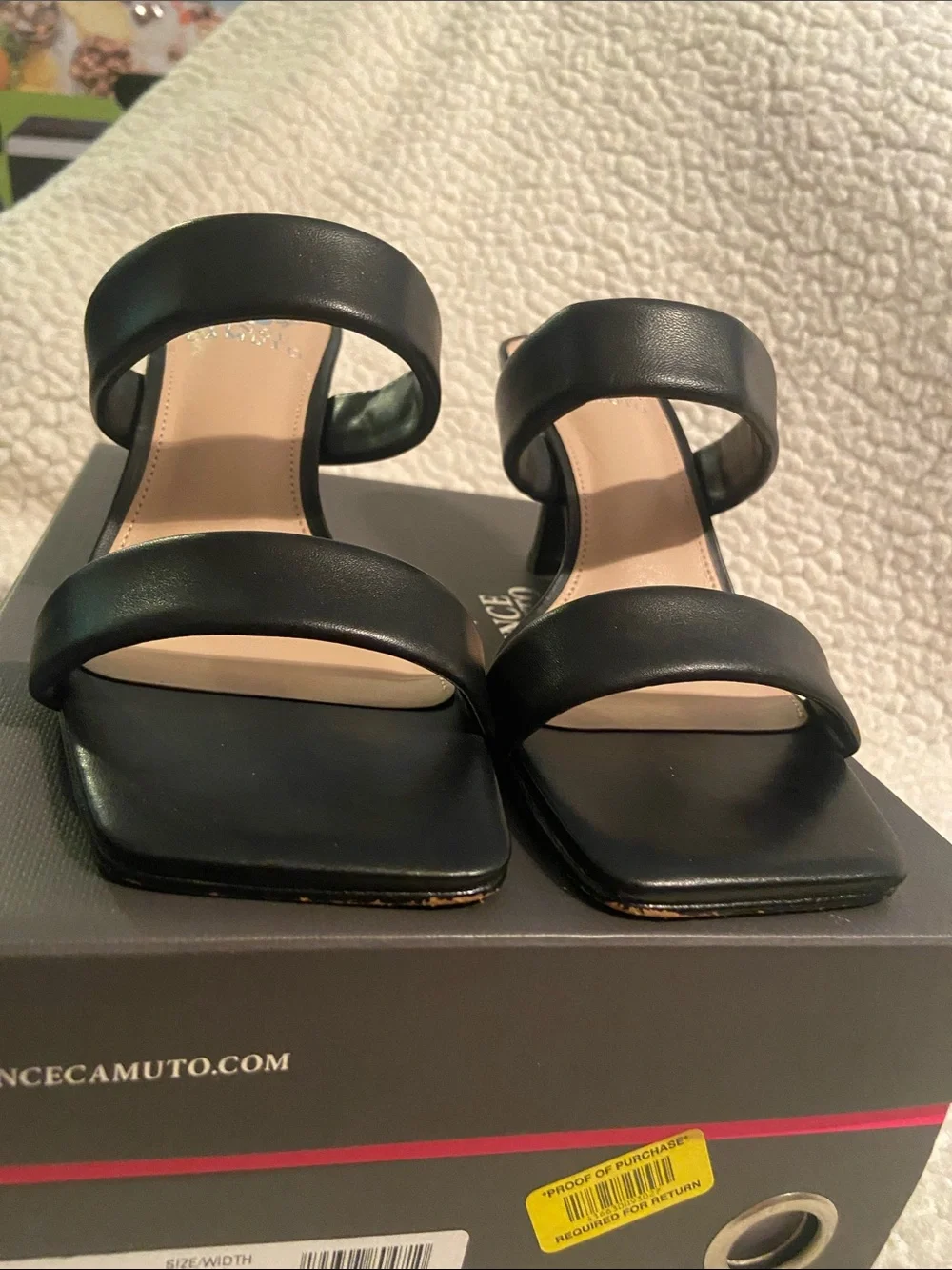 Vince Camuto Black Double-Strap Mid Heel Sandals